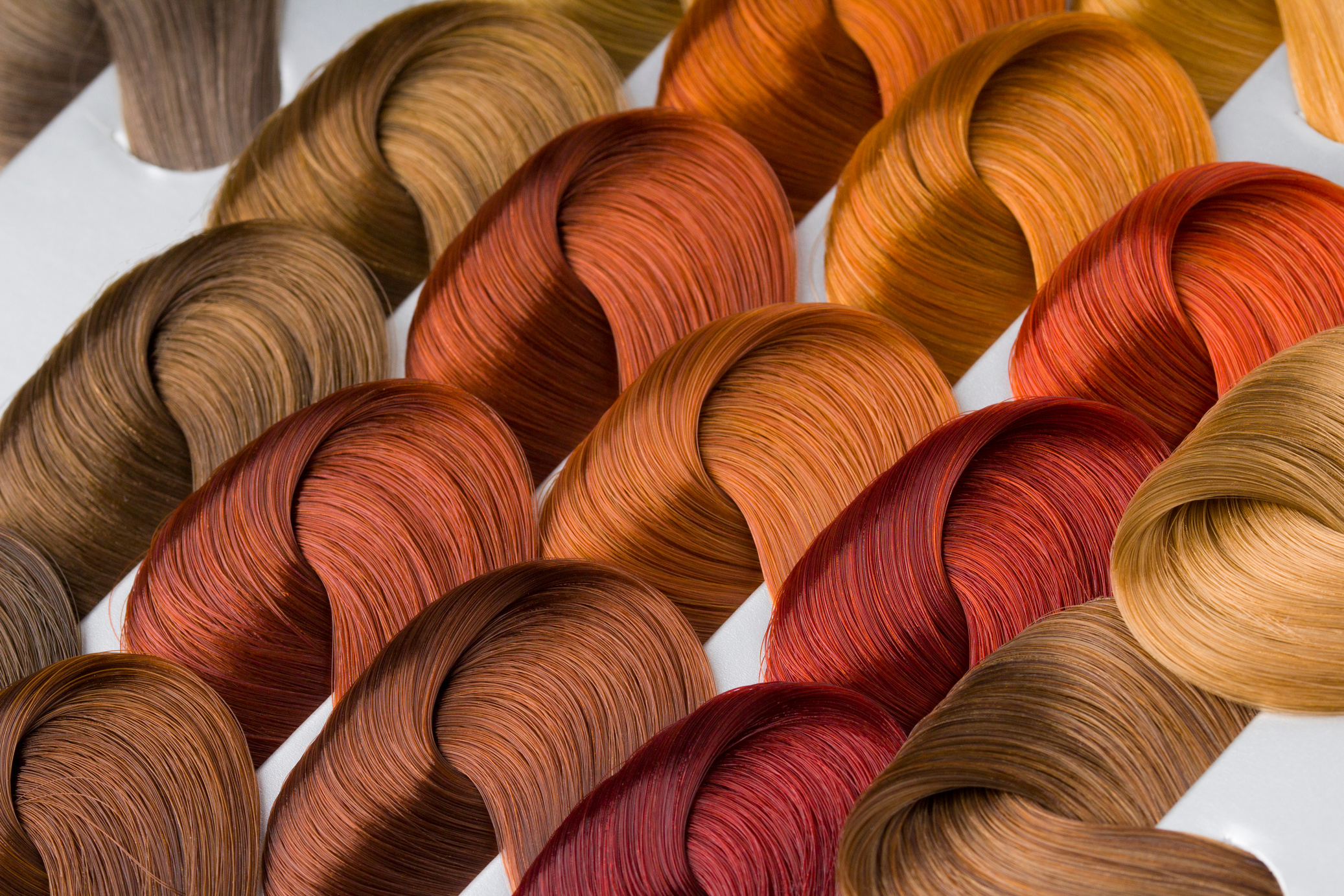 Dyed Hair Color Samples. Hair Colors palette. Hair colours set